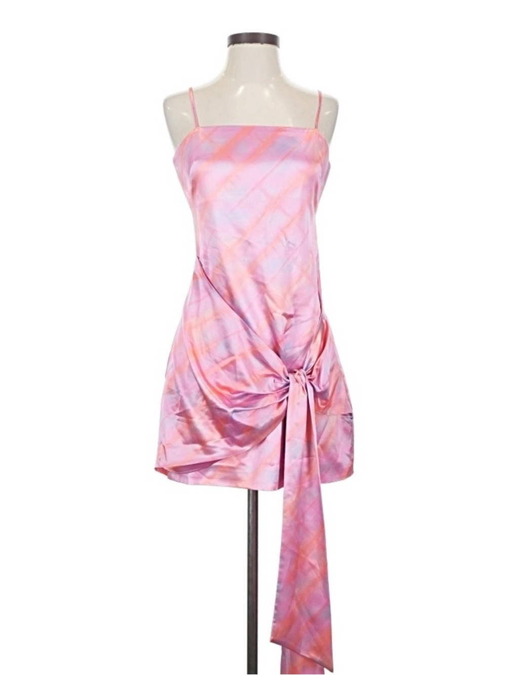 LIKELY Pink Satin Tie-Detail Dress